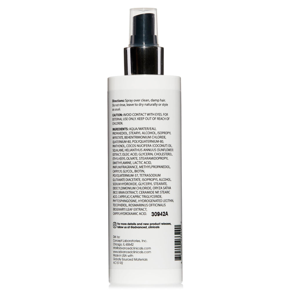 Advanced Clinicals spray capillaire: utilisation quotidienne légère et non collante.