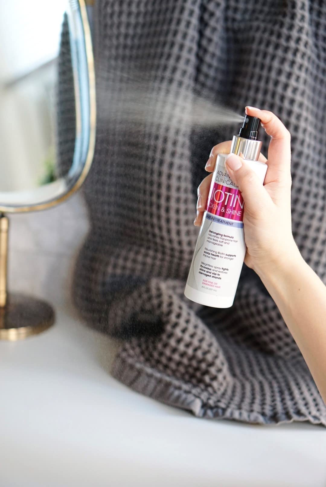 Advanced Clinicals spray capillaire: renforcement des cheveux et réduction de la casse.