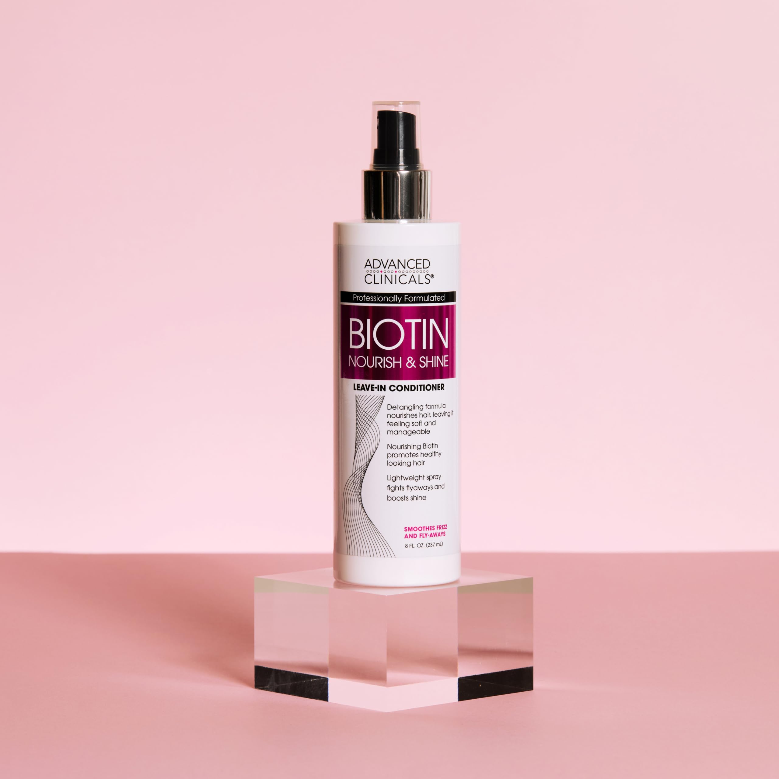 Advanced Clinicals spray capillaire: soin sans rinçage, cheveux doux et soyeux.