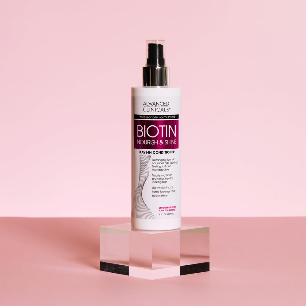 Advanced Clinicals spray capillaire: soin sans rinçage, cheveux doux et soyeux.