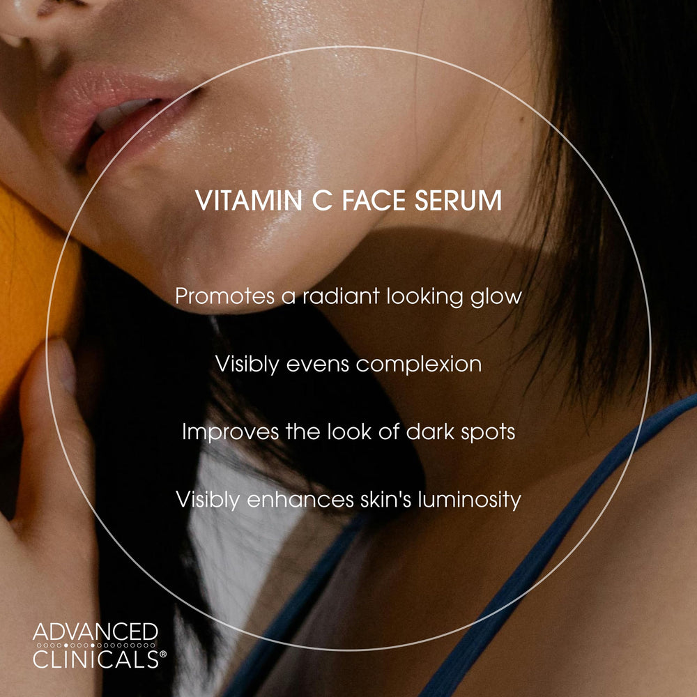 Advanced Clinicals Vitamine C Serum visage flacon pipette, éclat et teint uniforme.