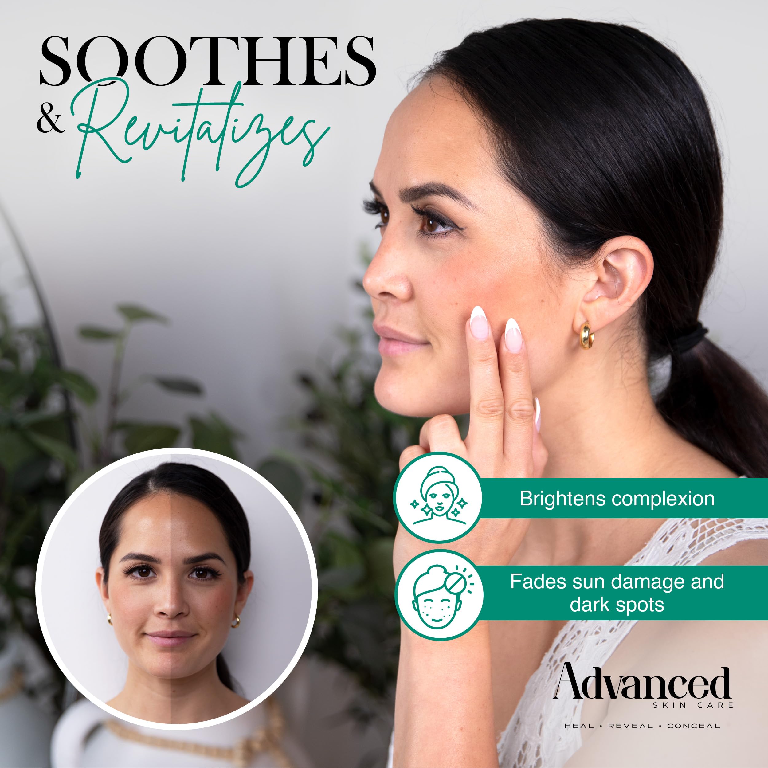 Peau lumineuse après l’application du sérum Advanced Skin Care Vitamine C 15%