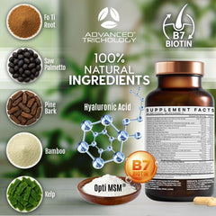 FoliGROWTH Advanced Trichology: comprimés végétariens sans gluten pour cheveux plus épais.
