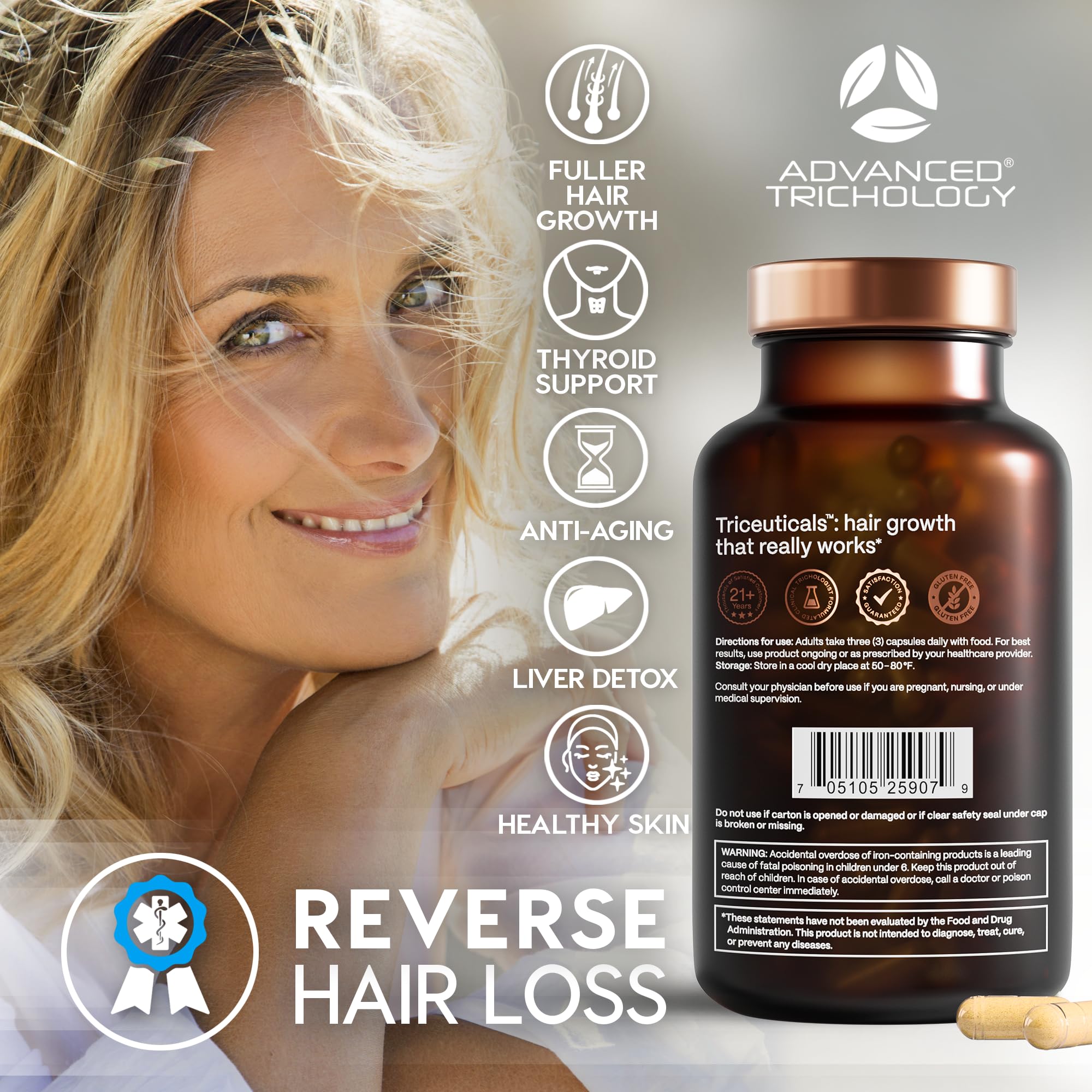 FoliGROWTH Advanced Trichology: routine quotidienne facile pour cheveux plus épais.