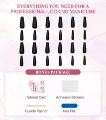 Ongles Aegenacess forme cercueil noir paillettes brillants, parfaits pour une soirée.