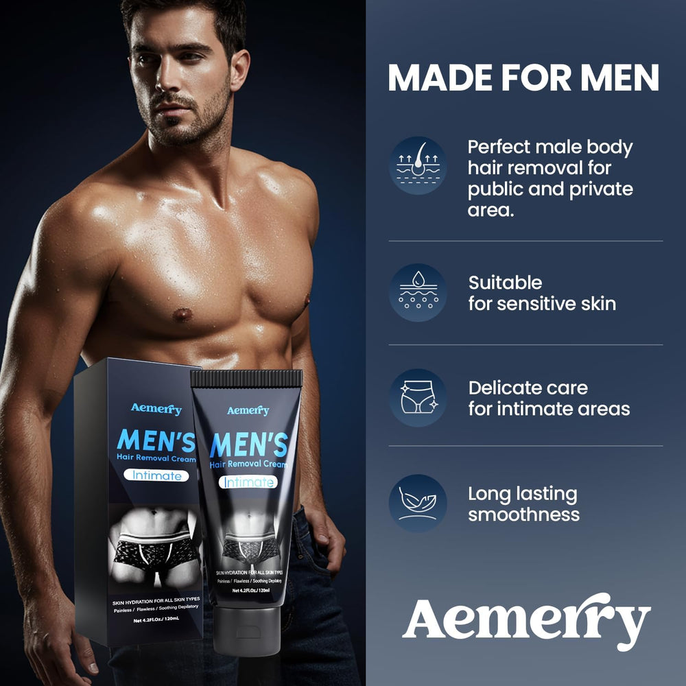 Aemerry cream application on leg shows comfortable use and effective hair dissolution.