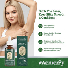 Aemerry Cyperus Rotundus Oil dropper highlights pure botanical care for post-removal soothing.