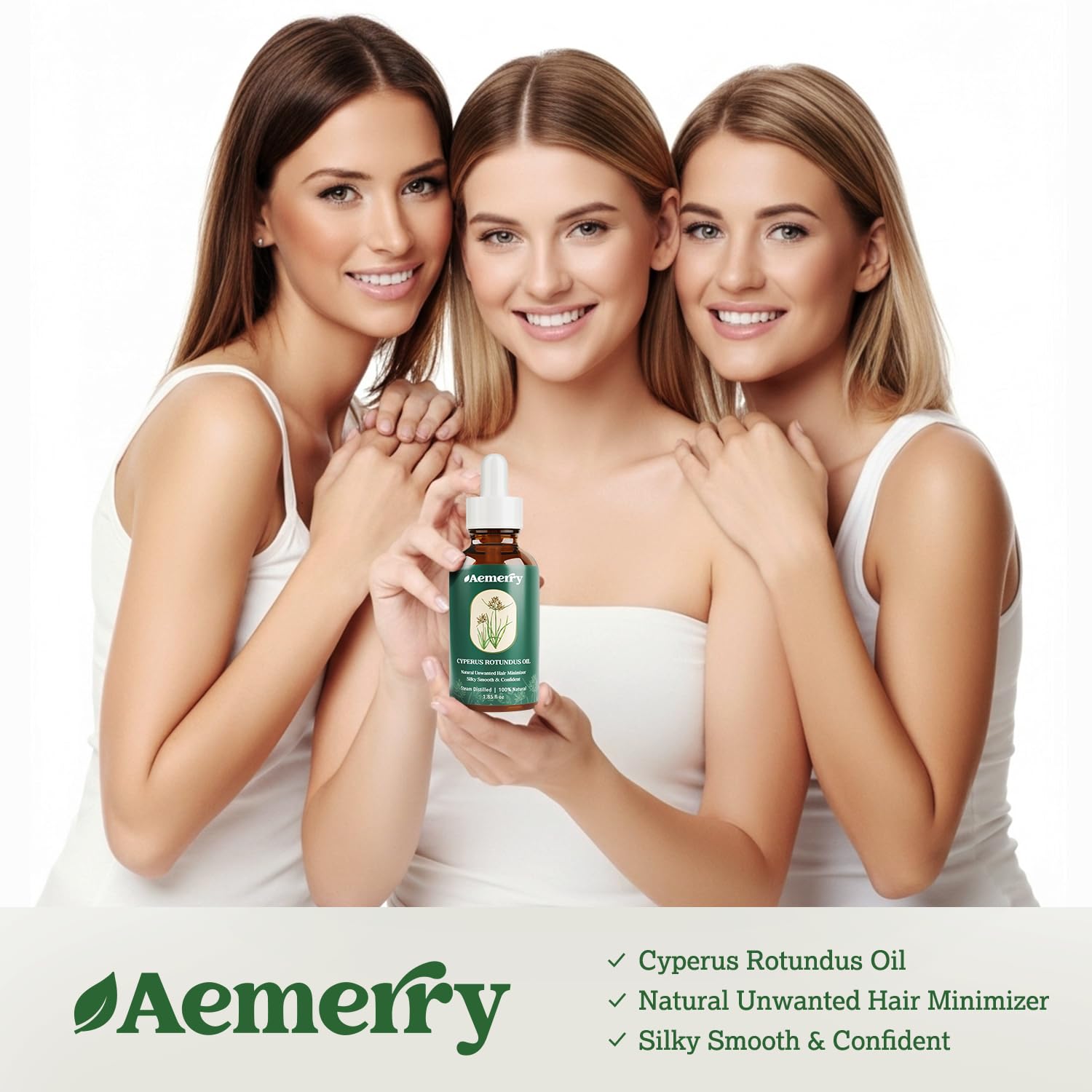 Aemerry Cyperus Rotundus Oil moisturizing blend nourishes all skin types daily.