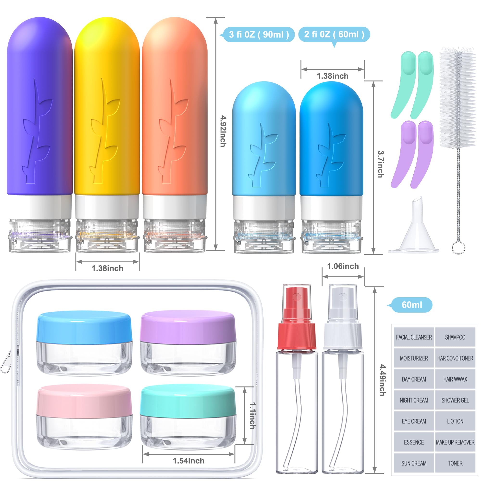 Flacons silicone 90ml Aeomni pour shampoing et soins.