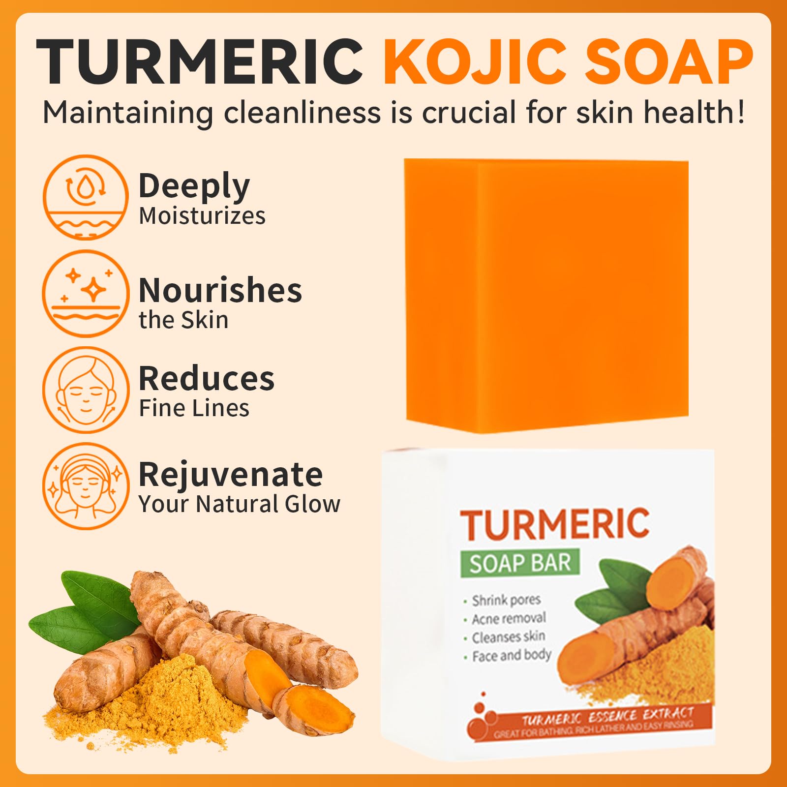 AEWOTING lave-visage curcuma-brosse, nettoyage en profondeur pour tous types de peau.