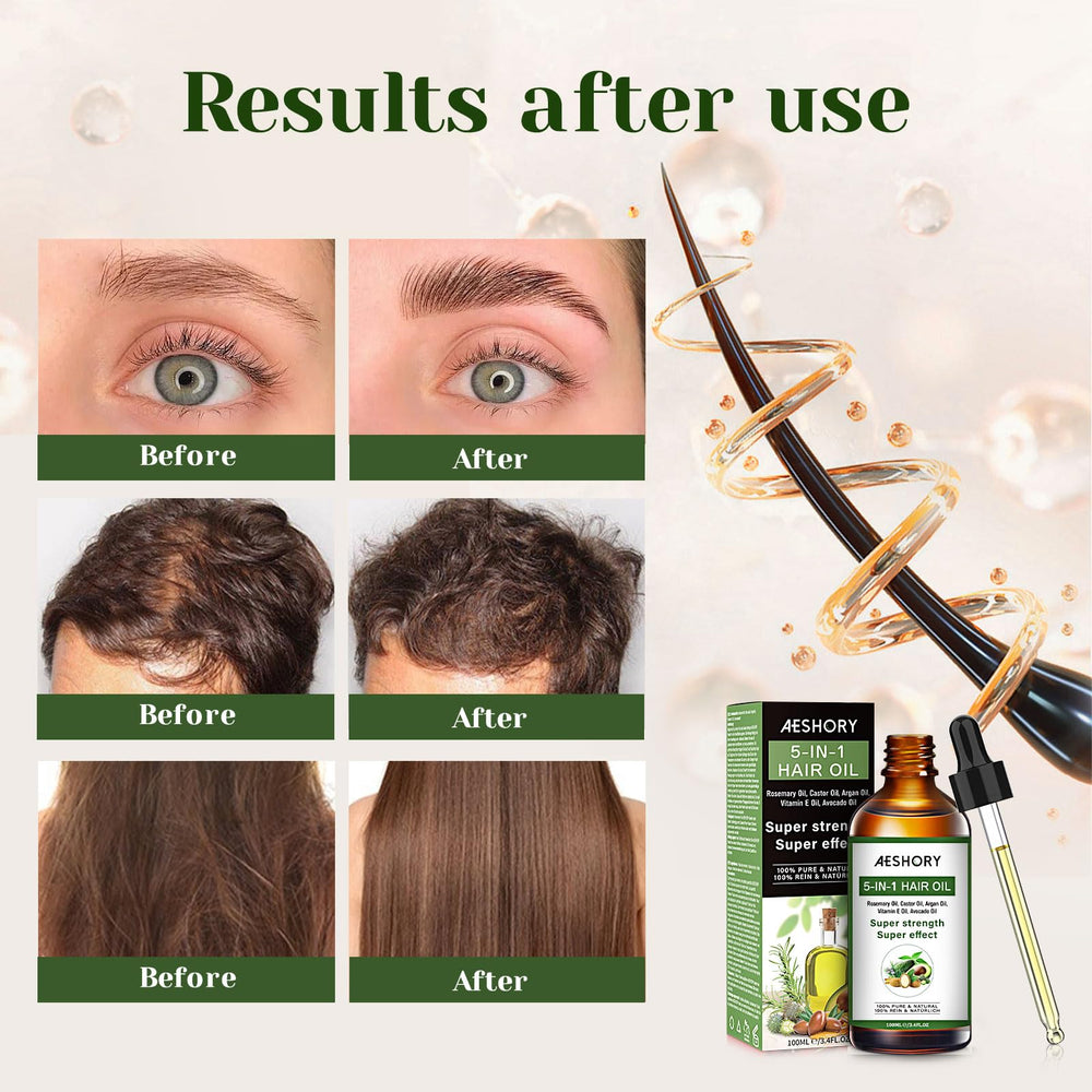 Aeshory flacon huile cheveux : traitement tout-en-un pour cheveux sains et éclatants.