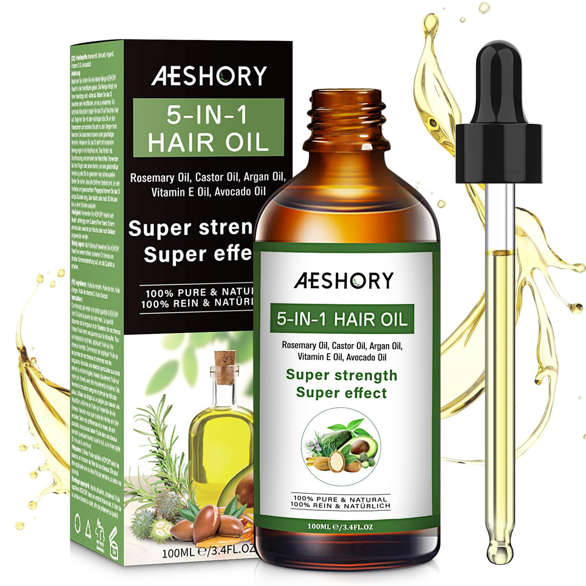 Aeshory huile-cheveux romarin : soin nourrissant pour cheveux forts et brillants.