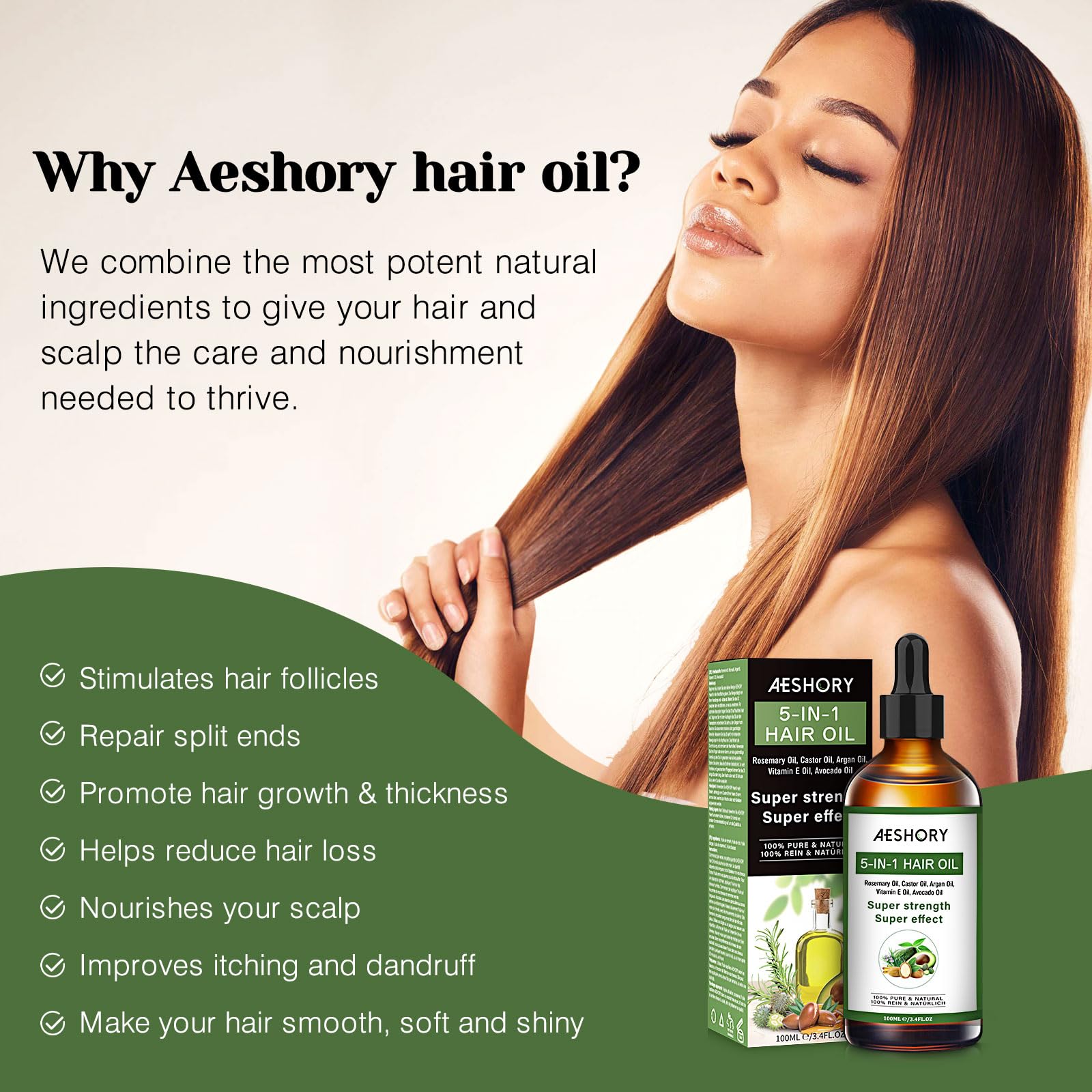 Aeshory huile-cheveux vitamine E : nourrissement et protection contre la casse.