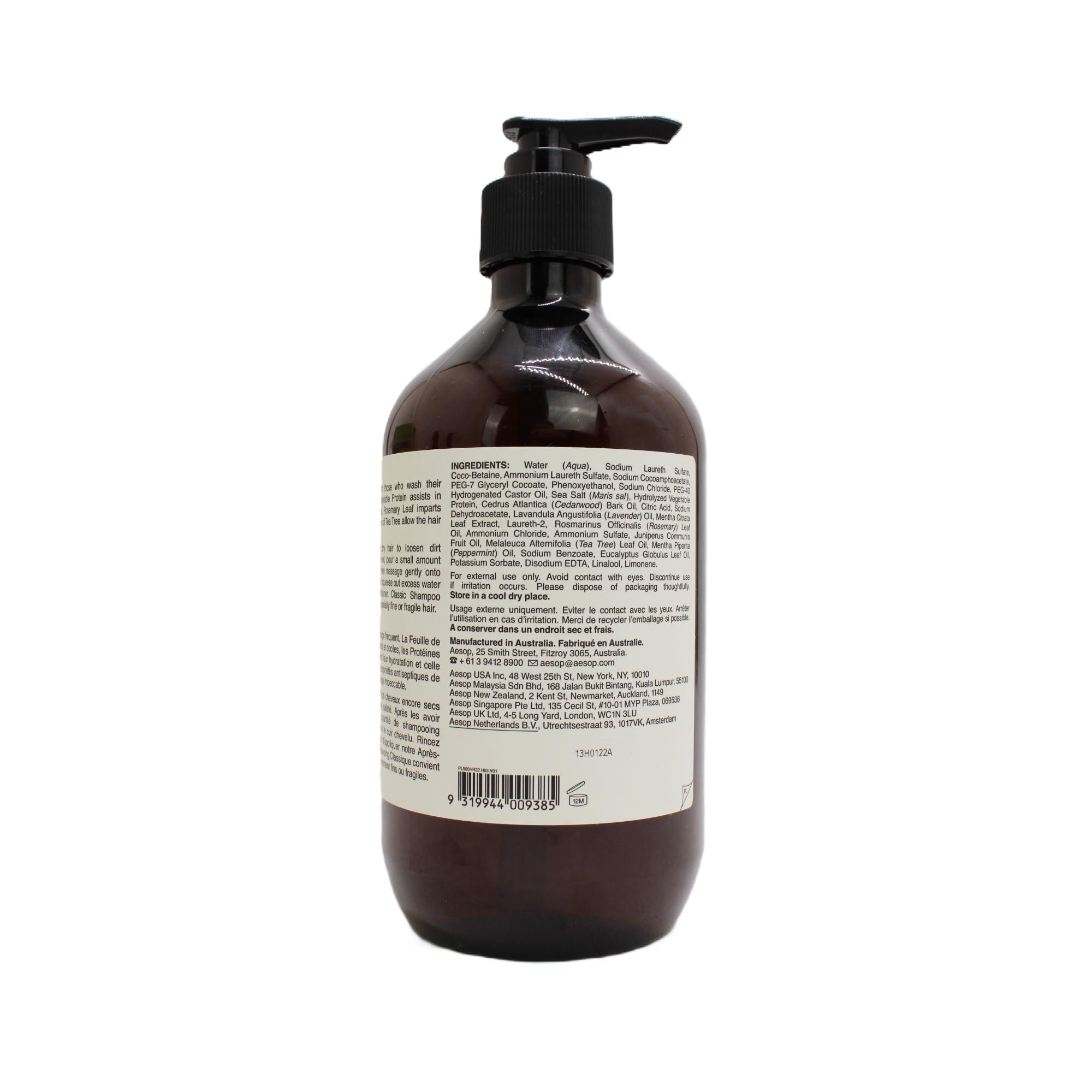 Aesop Shampoing Classique, arôme menthe frais pendant le lavage