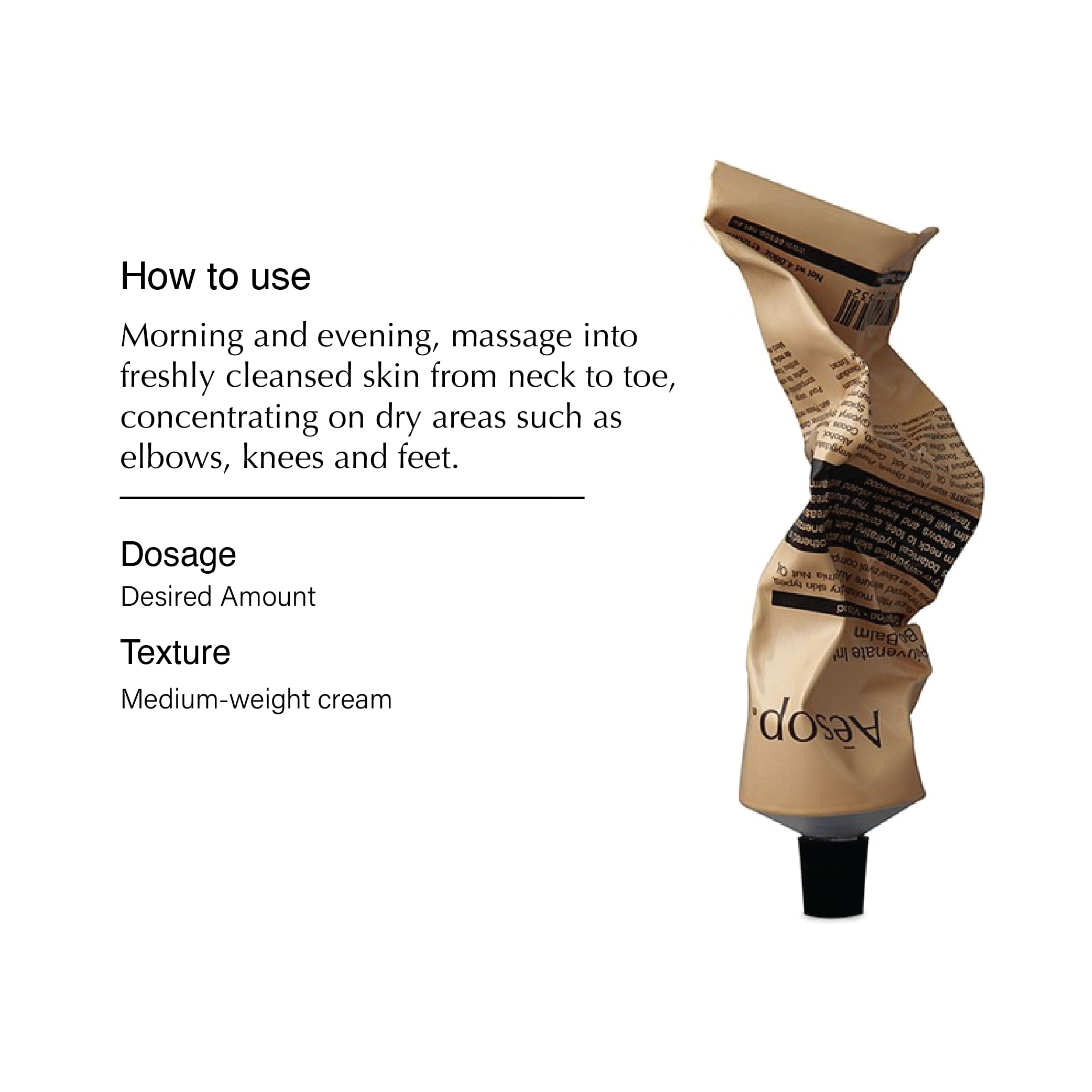 Aesop Rejuvenate Intensive Body Balm – application facile pour nourrir la peau.