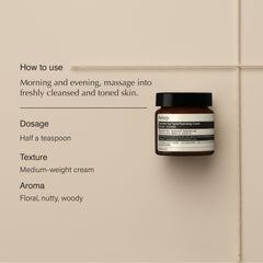 Aesop Crème Visage Camellia Nut — texture onctueuse révélant douceur de la peau