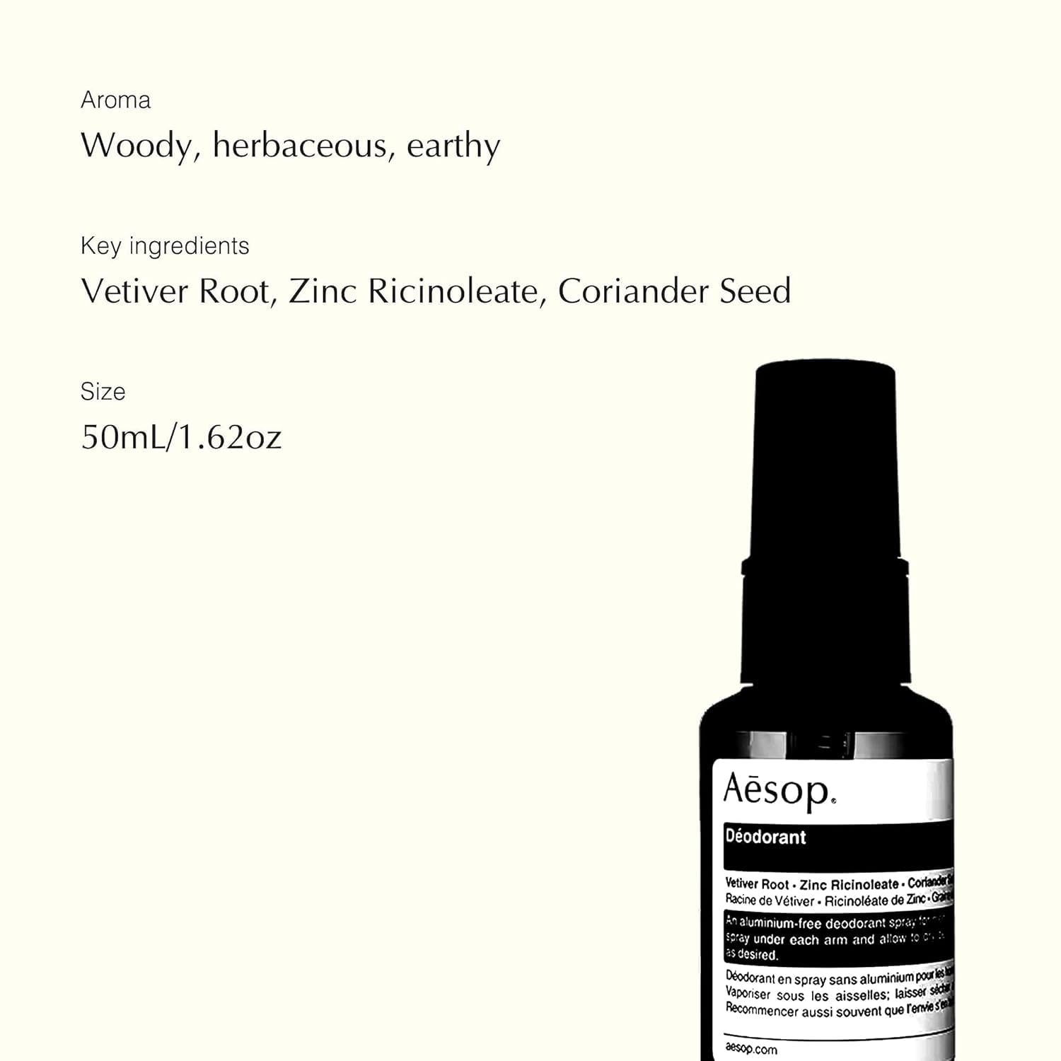 Aesop Déodorant emballage plastique recyclé, choix durable.