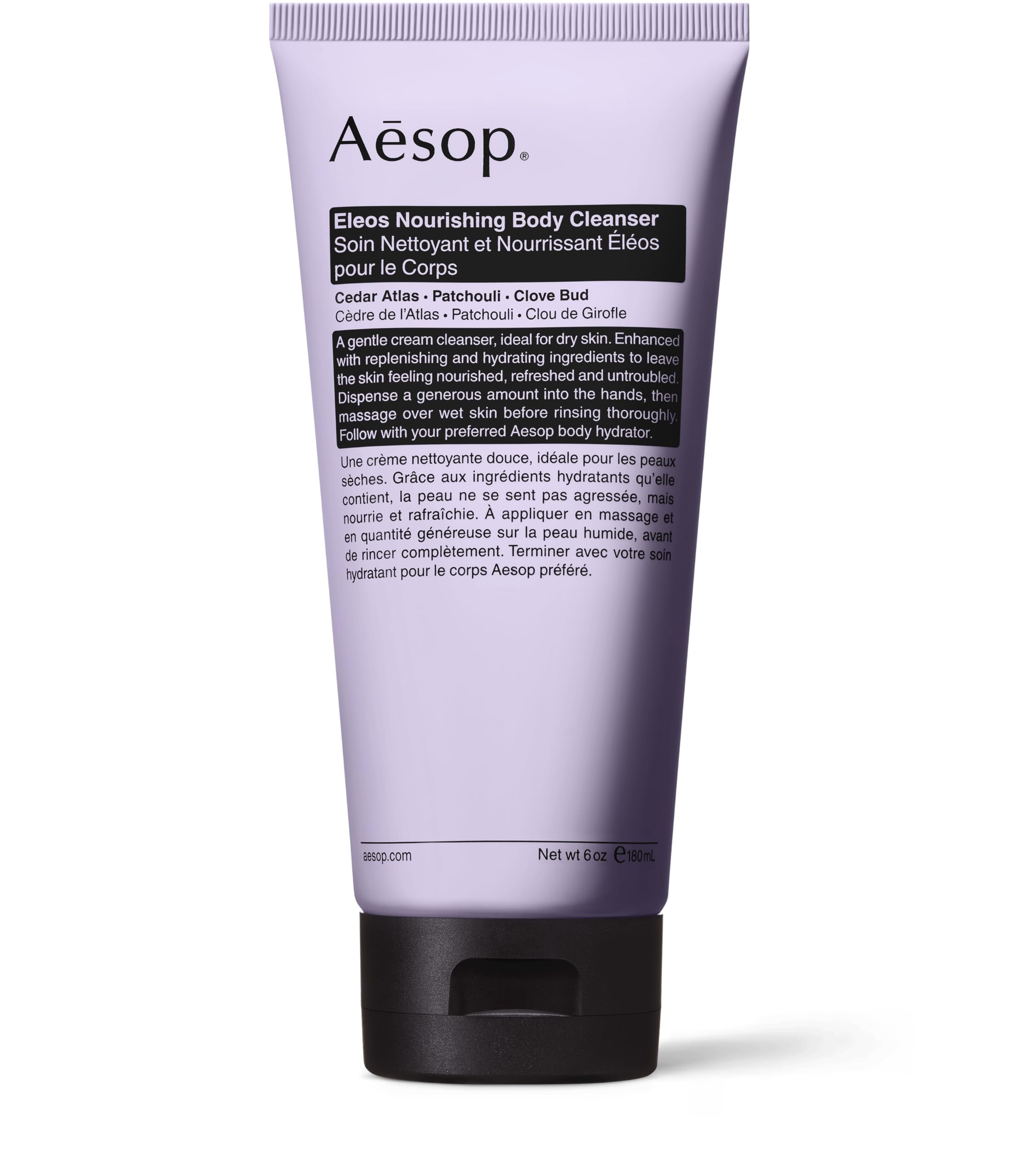 Bouteille aesop-eleos montre creme-douceur hydratante après la douche.