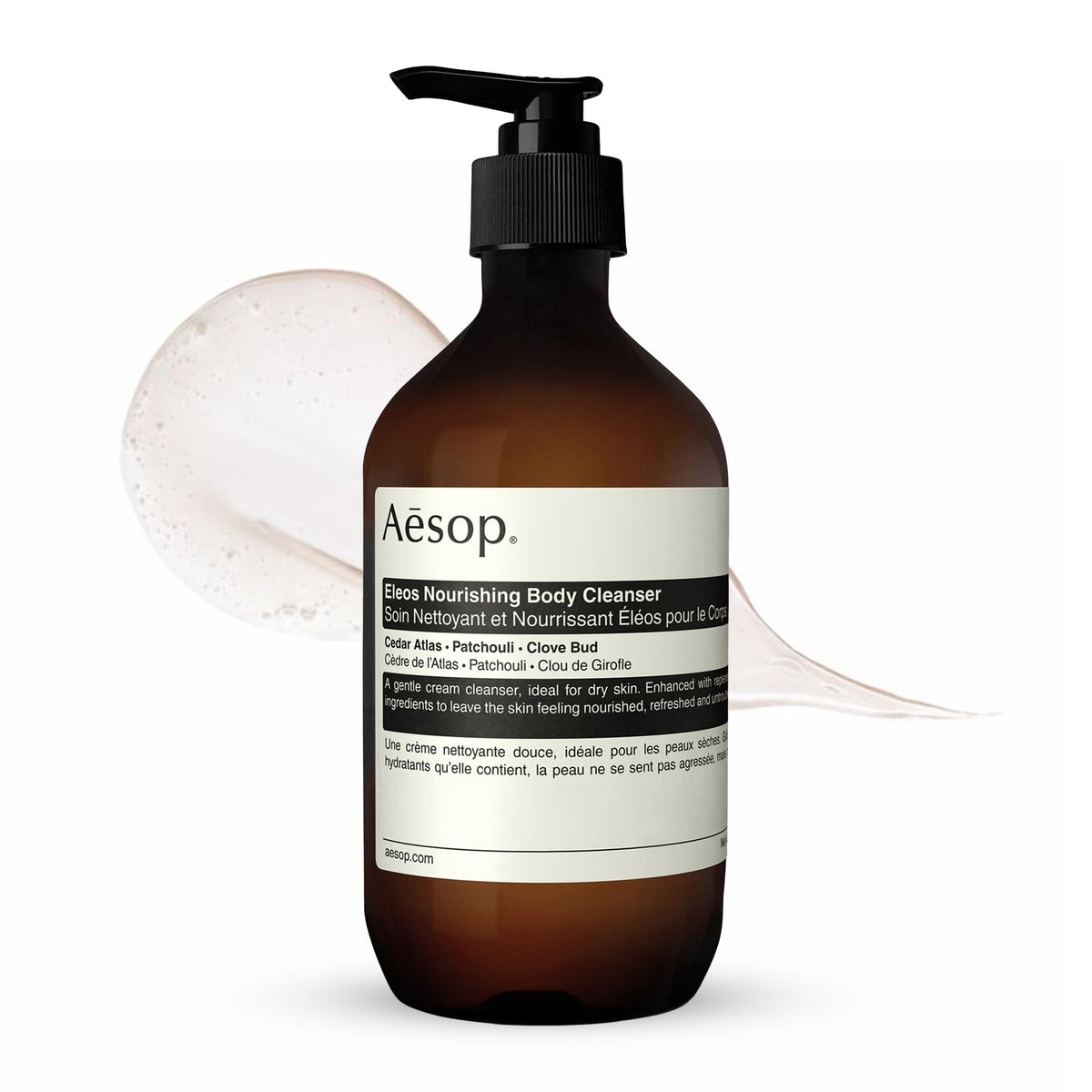 Aesop Eleos : bouteille hydratante prête pour une peau douce après la douche.