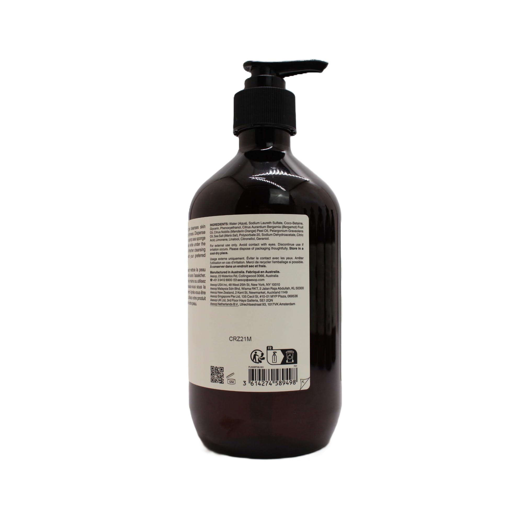 Aesop Geranium Leaf Body Cleanser - mousse généreuse qui facilite le rinçage.