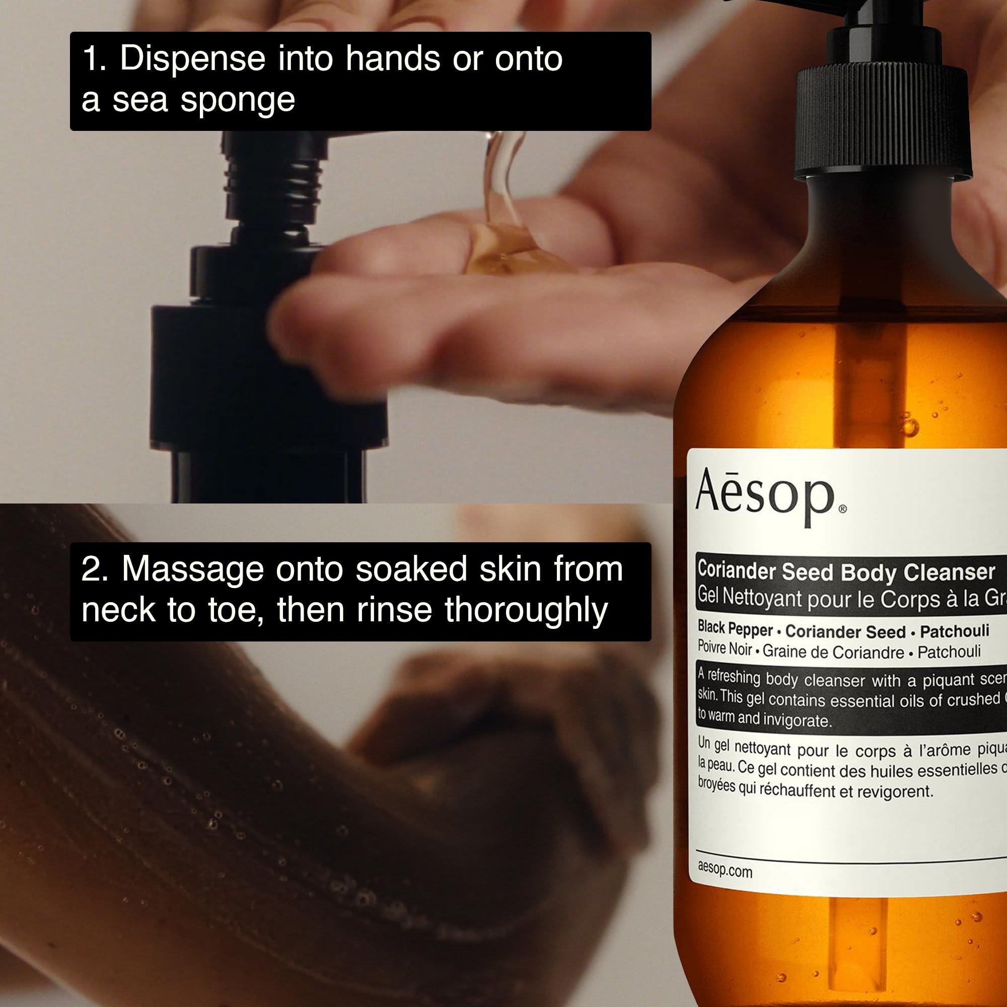 Aesop Nettoyant corporel à la graine de coriandre — usage quotidien, parfum stimulant et peau éveillée