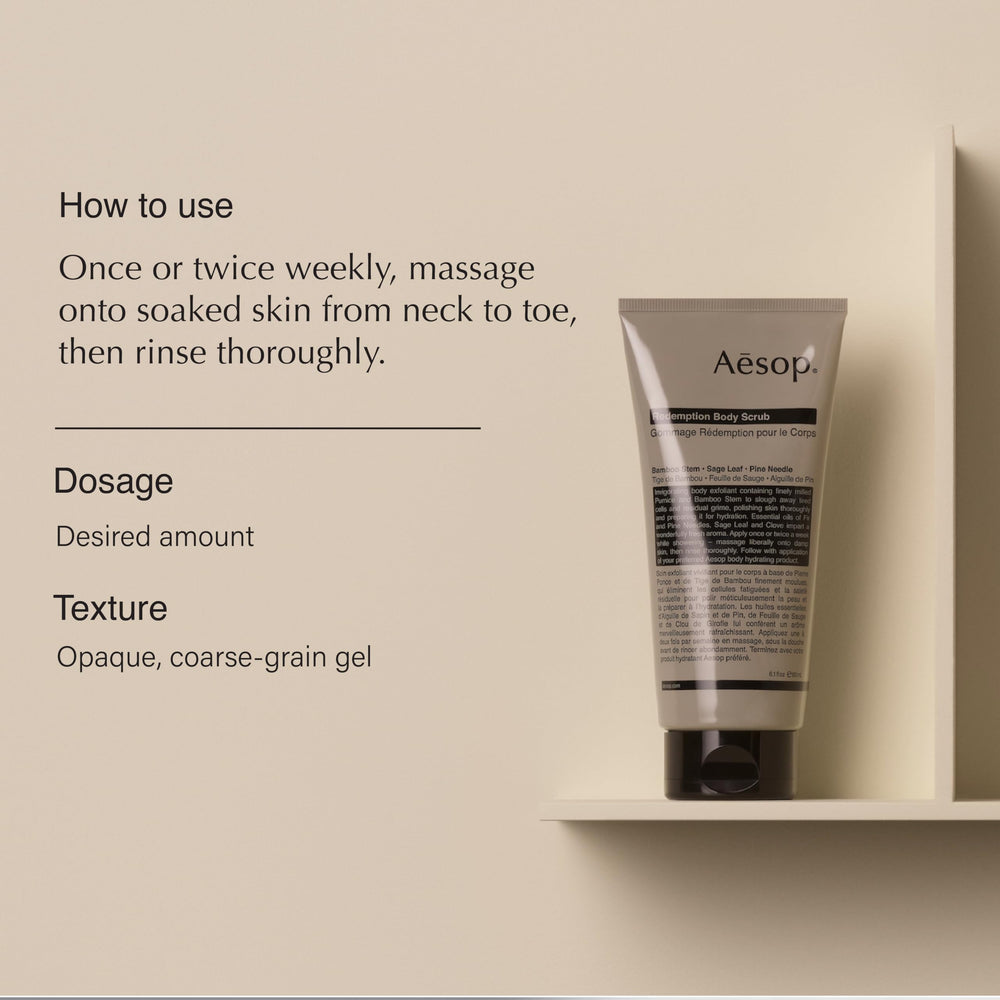 Aesop Redemption: botanique aromatique alpin libérant un arôme frais.