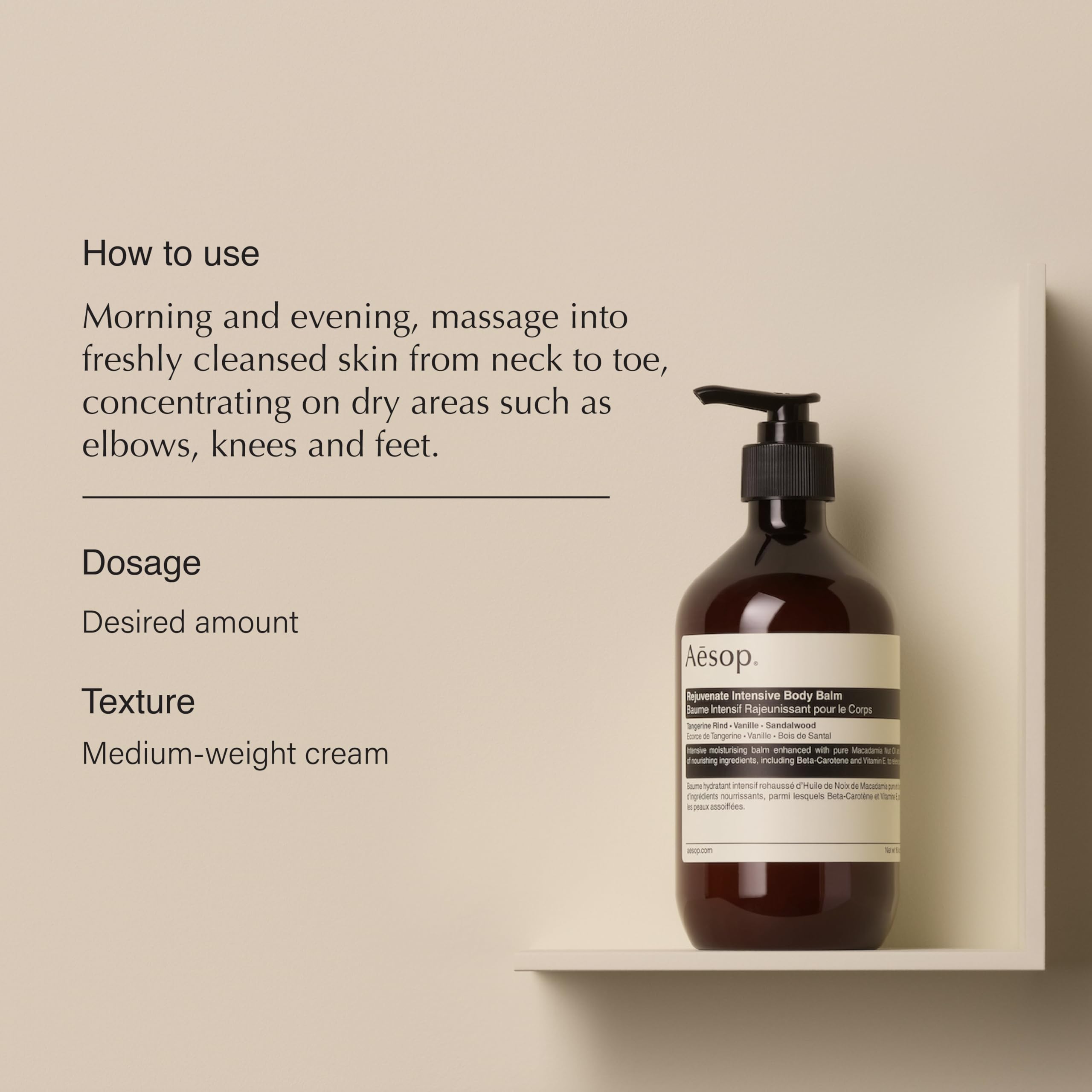 Aesop Rejuvenate Intensive Balm application mains pour nourrir et protéger.