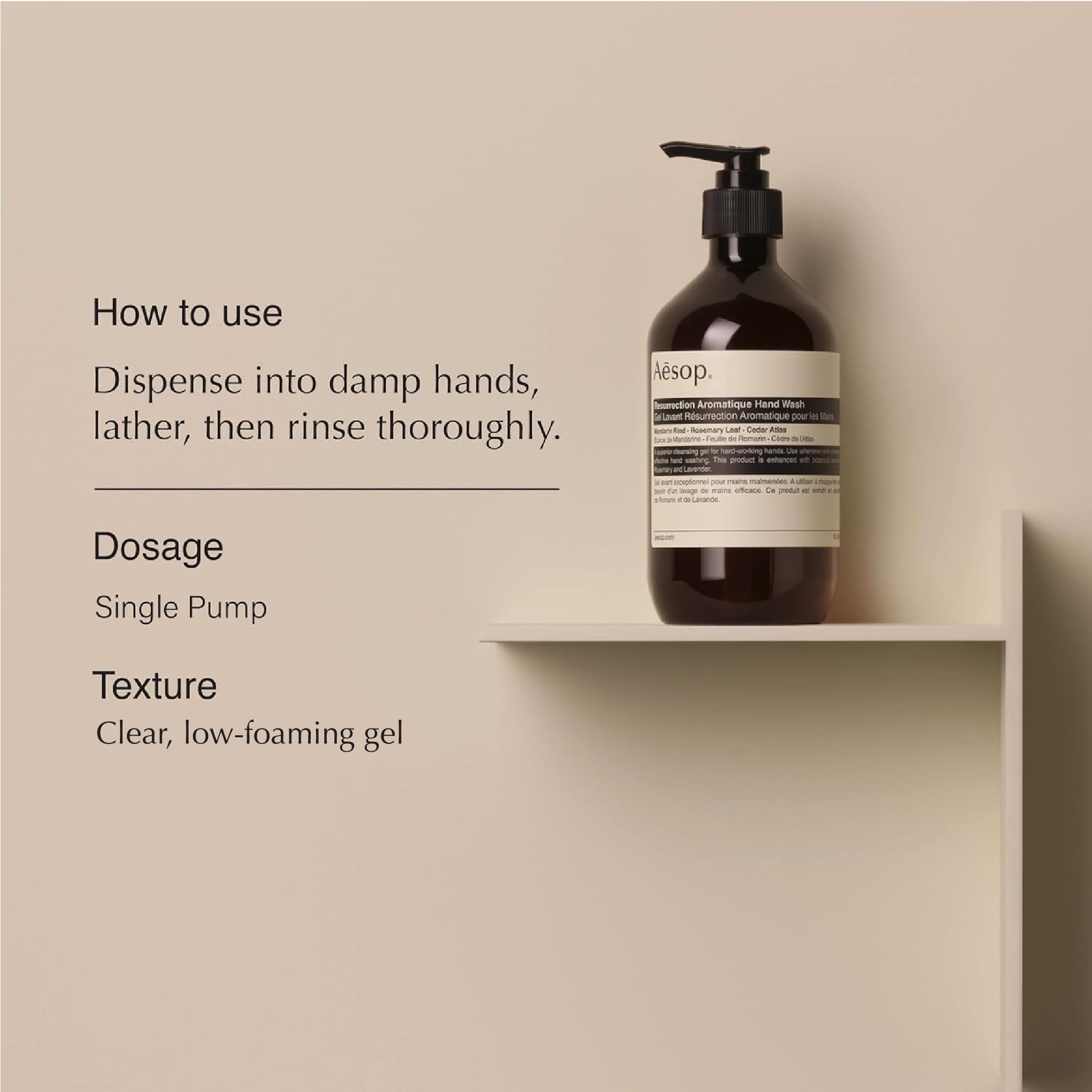 Aesop Resurrection Aromatique Mains : pompe élégante et pratique.