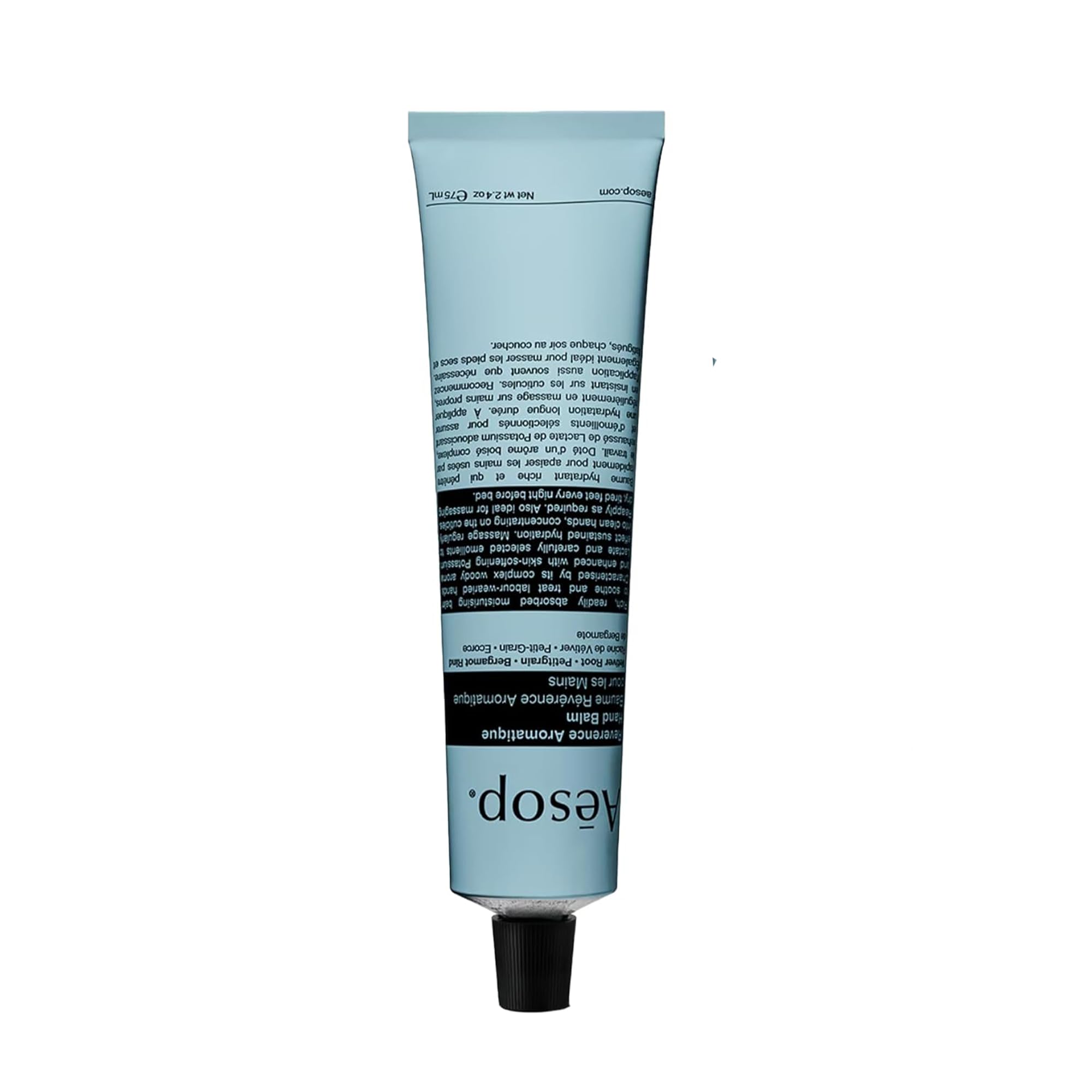 Baume mains Reverence d'Aesop, format voyage, hydrate facilement les mains lors de déplacements.
