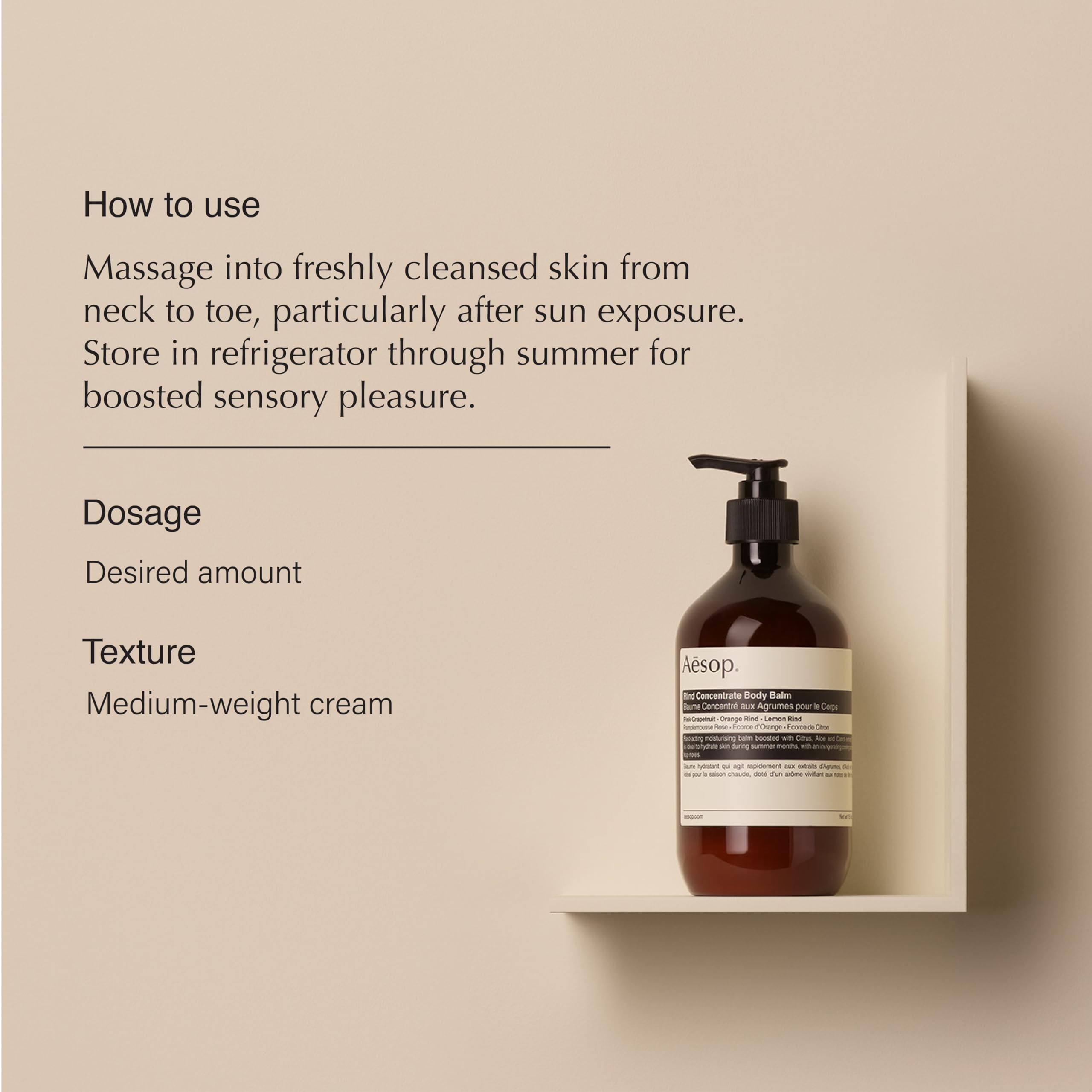 Aesop Rind Concentrate Corps zeste d orange, texture fluide et absorption rapide