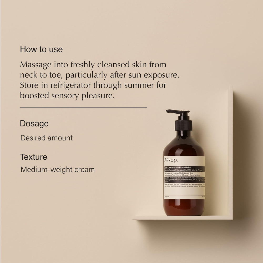 Aesop Rind Concentrate Corps zeste d orange, texture fluide et absorption rapide