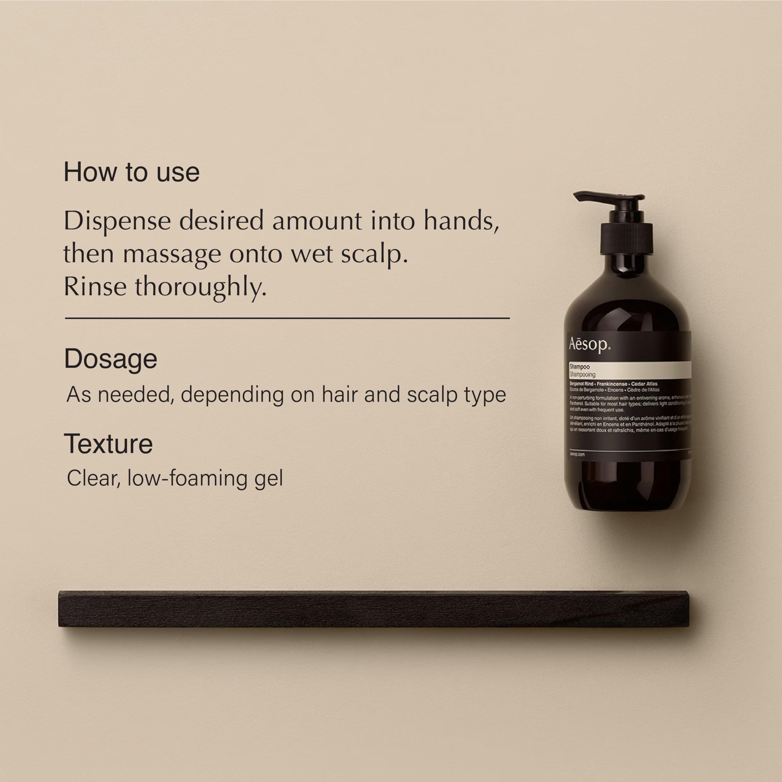 Texture crémeuse du shampoing, mousse généreuse prête à l'emploi.