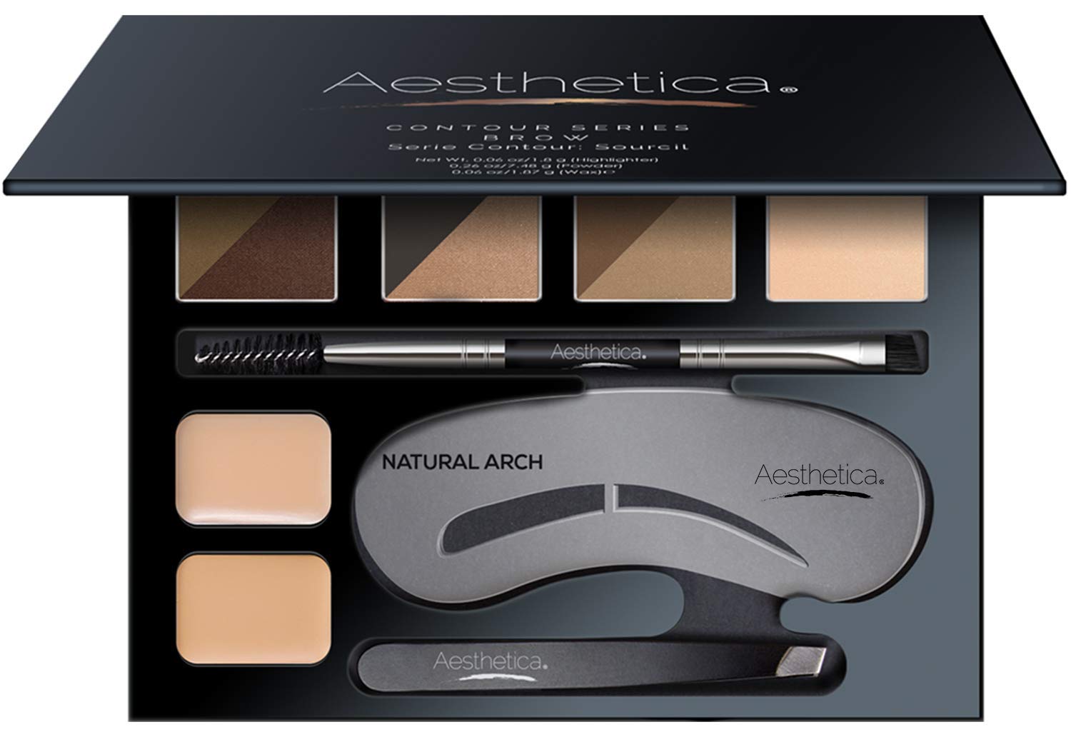 Palette Aesthetica Sourcils 16 pièces pour définir et sculpter les sourcils.