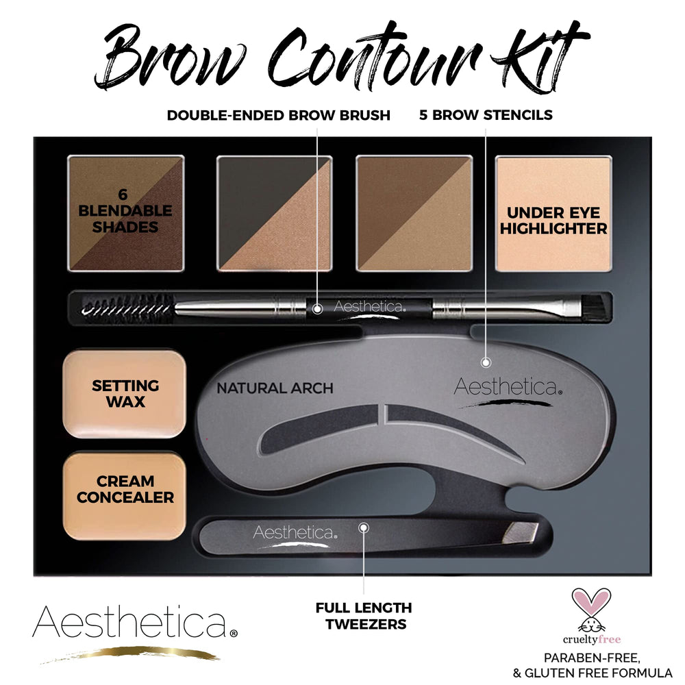 Poudres Aesthetica Sourcils 6 teintes pour assortir votre couleur naturelle.