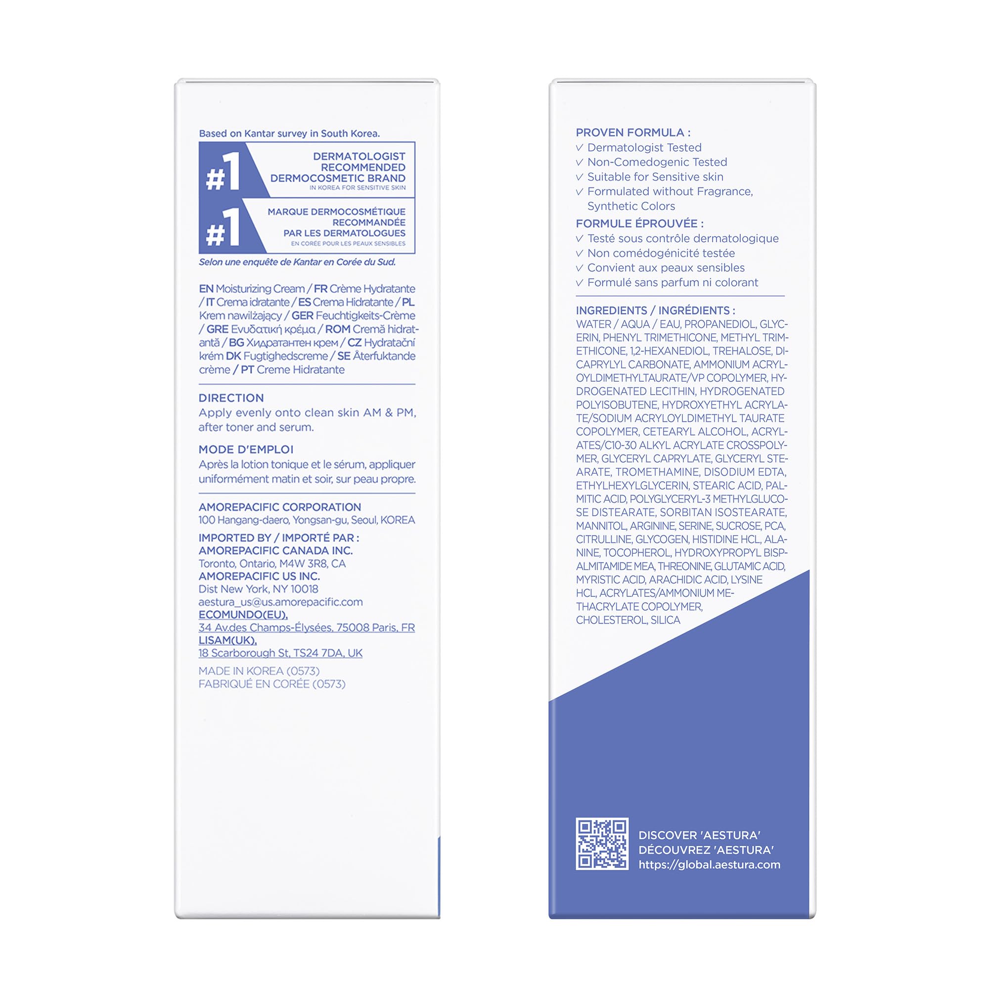 AESTURA ATOBARRIER365: emballage compact de 60 ml pour usage quotidien.