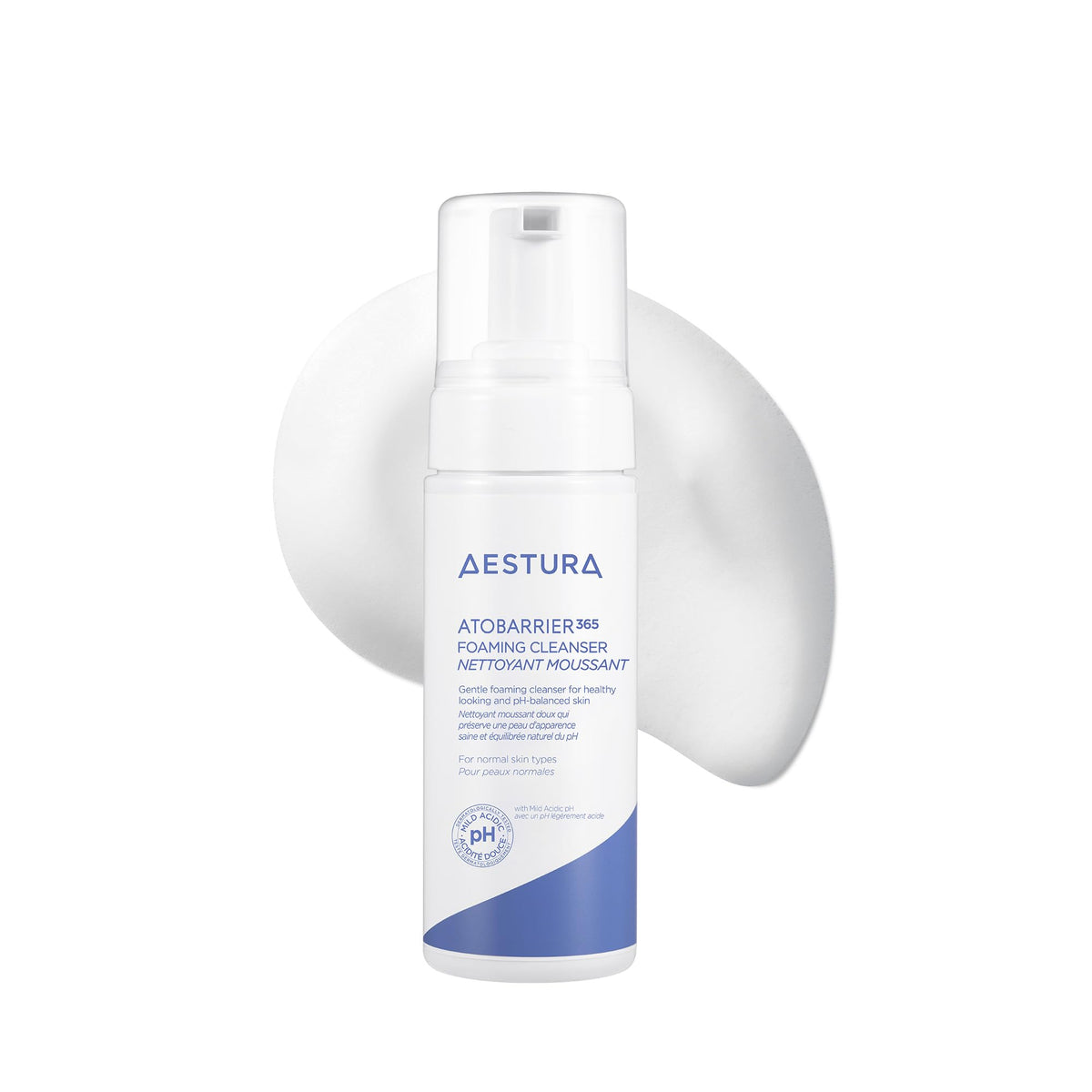 AESTURA ATOBARRIER365 flacon mousse visage nettoyant doux et hydratant.