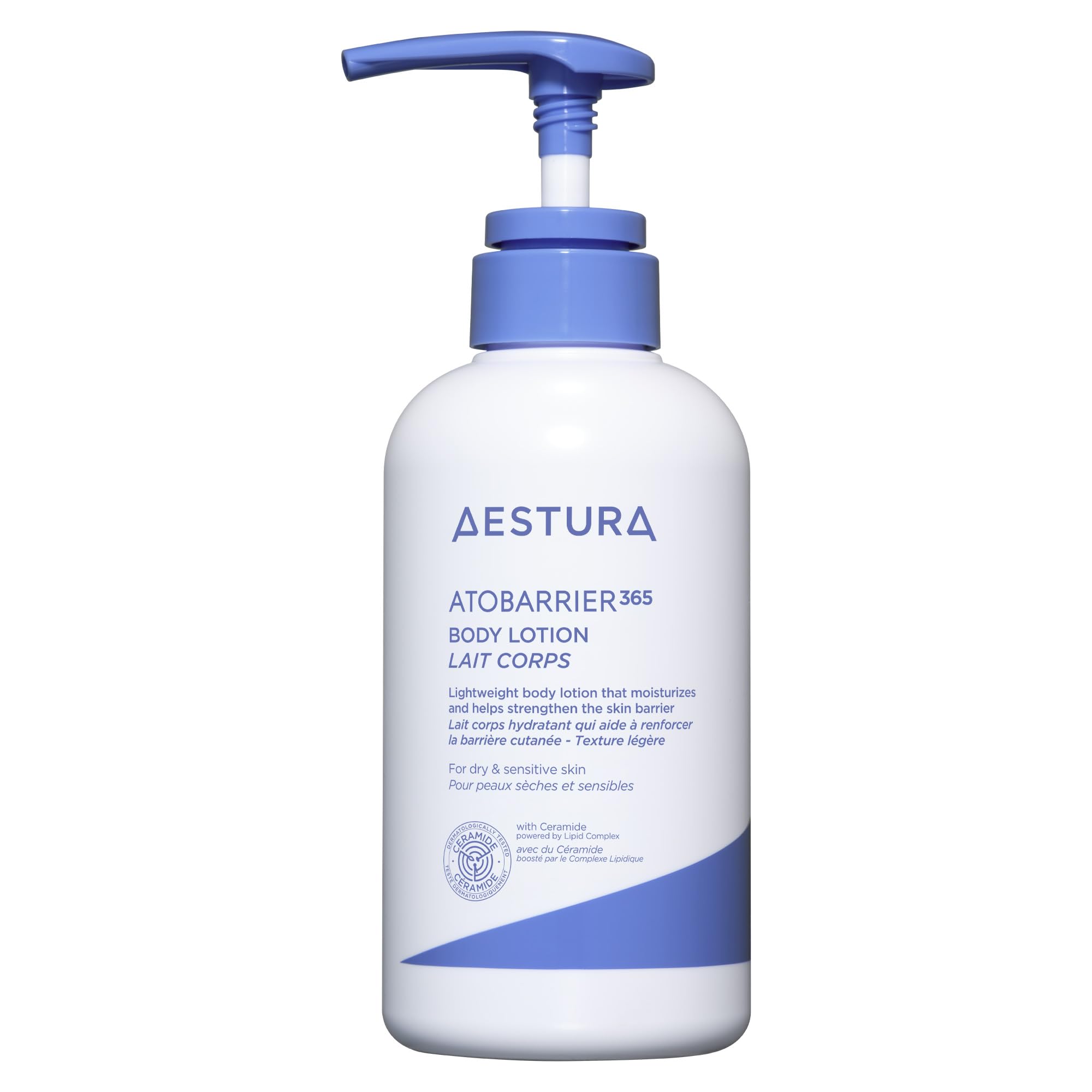 Lotion AESTURA ATOBARRIER365 – focus ceramides: nourrit la peau sèche et soutient la barrière cutanée.