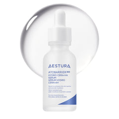 Sérum AESTURA ATOBARRIER365 en bouteille claire, hydratation ciblée.