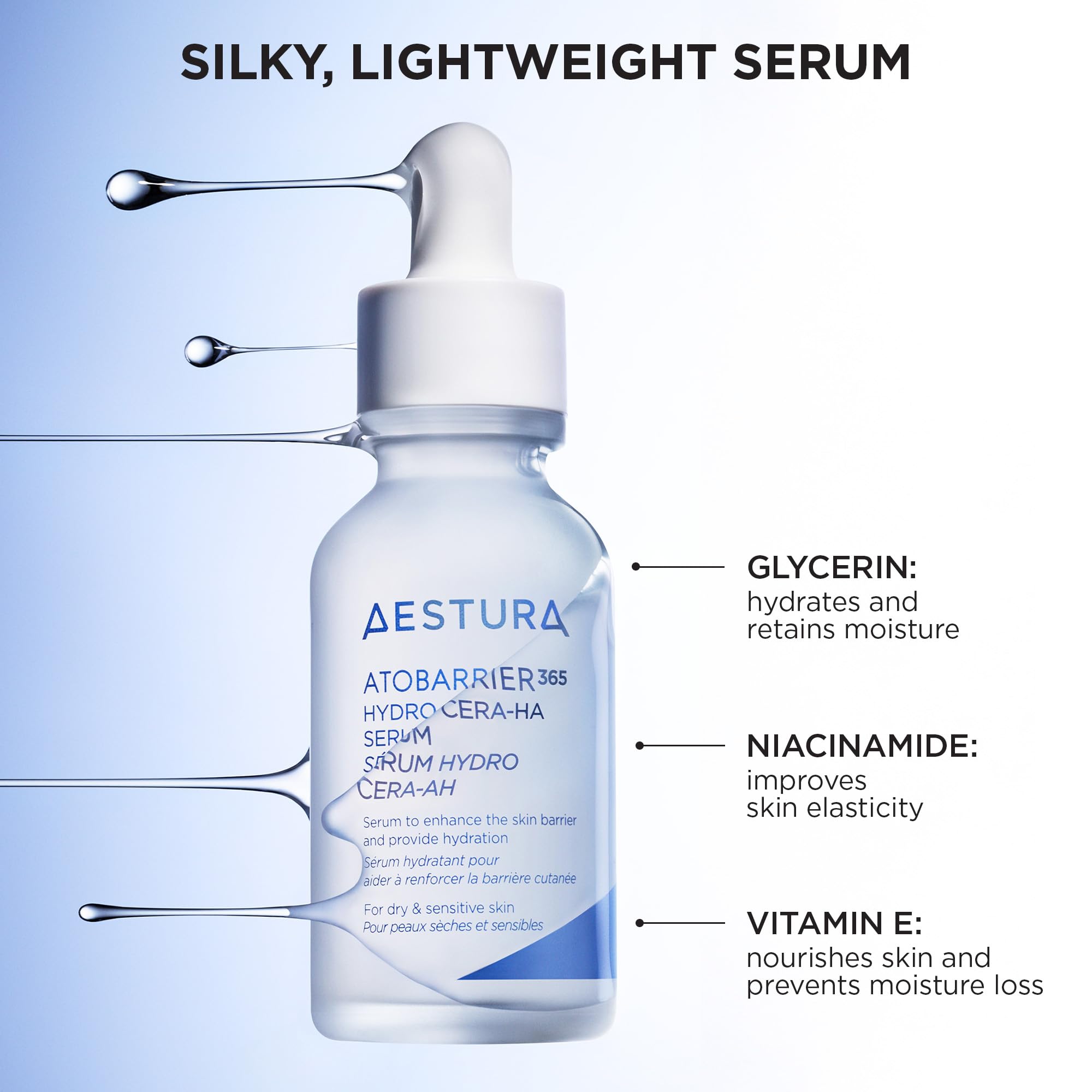 Goutte applicatrice AESTURA ATOBARRIER365 permettant une application précise.