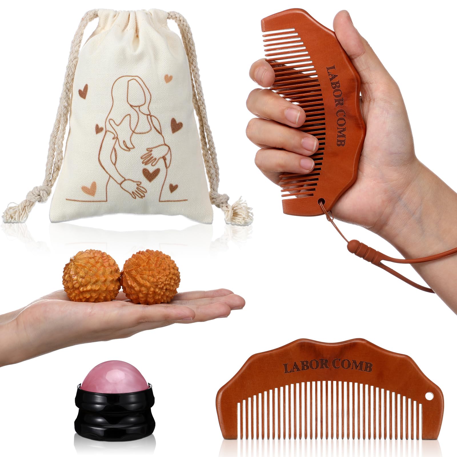 Afarnook peigne daccouchement avec lanière, outil pratique pour le confort pendant le travail.