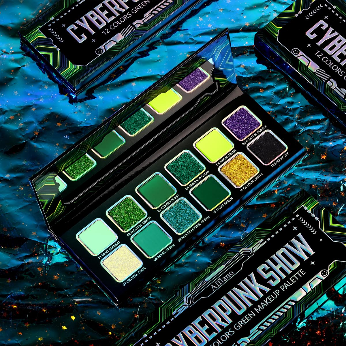 Afflano maquillage cosplay vert chrome, personnalisation de costumes.