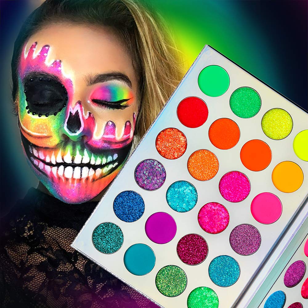 Afflano Palette néon pour les yeux, regard coloré sous lumière normale.