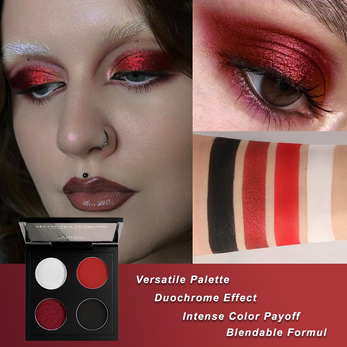 Afflano ombre chrome rouge: nuance multichrome pour un fini métallique intense.