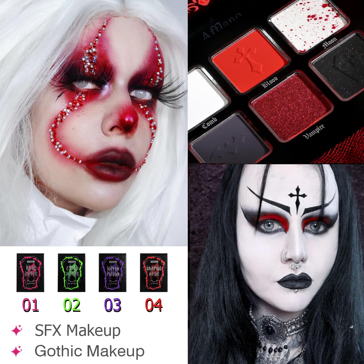 Ombres Afflano rouge-noir mat pour smoky eyes durables.