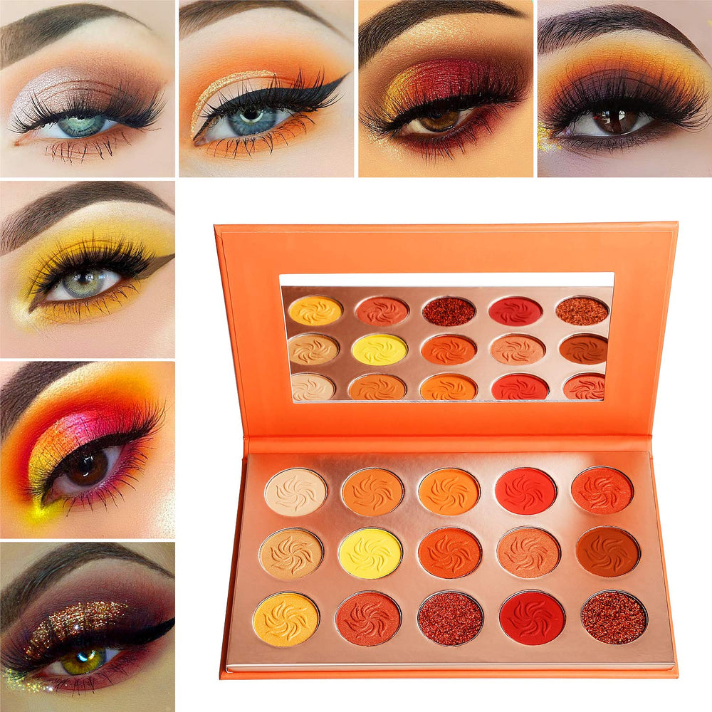 Afflano palette ombres ensemble looks coucher-de-soleil, polyvalente pour looks variés.