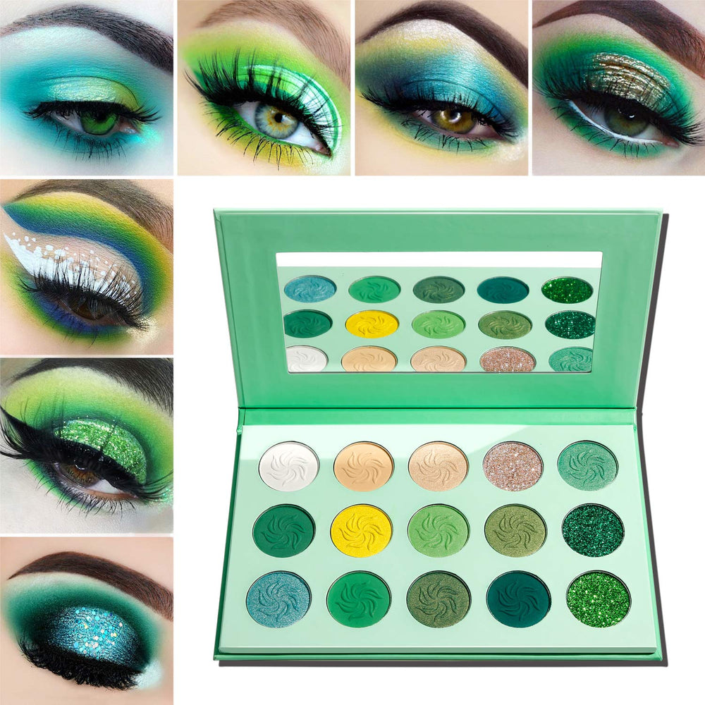 Palette Afflano Ombres Vertes compacte pour un look coordonné en déplacement.