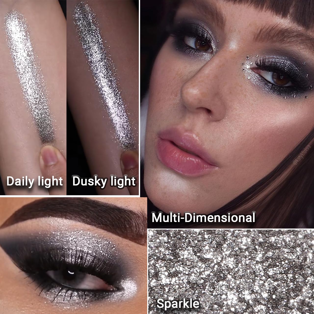 Afflano Palette Yeux Glitter Gris, couleur riche et polyvalente pour tous les looks.