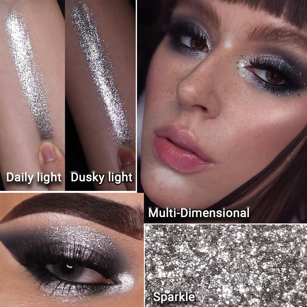 Afflano Palette Yeux Glitter Gris, couleur riche et polyvalente pour tous les looks.