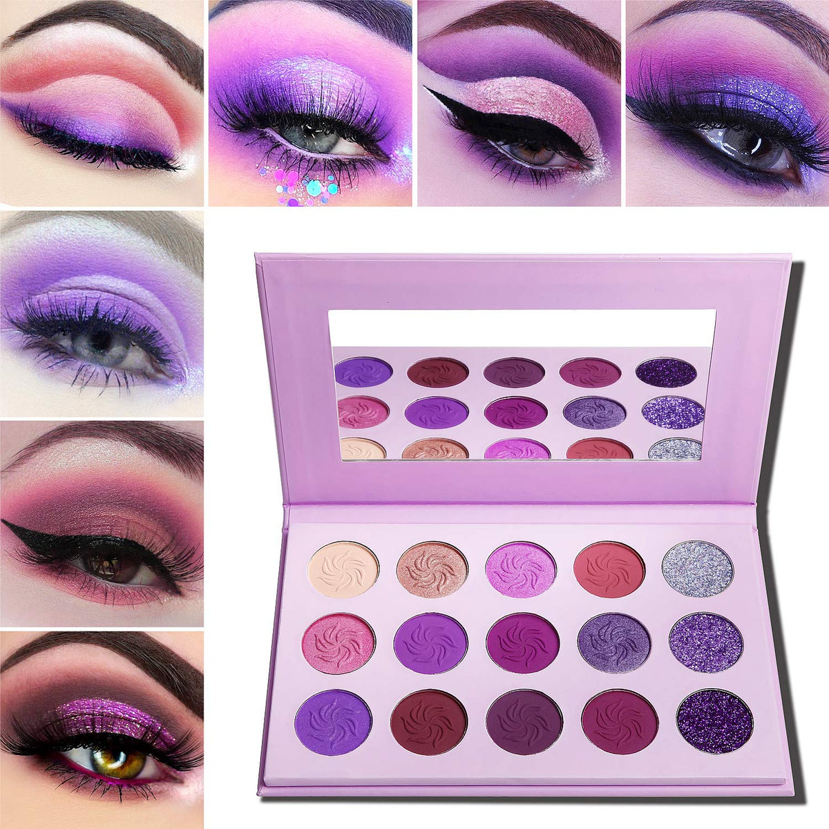 Palette Afflano violet avec ombre violette pailletée pour un regard vibrant