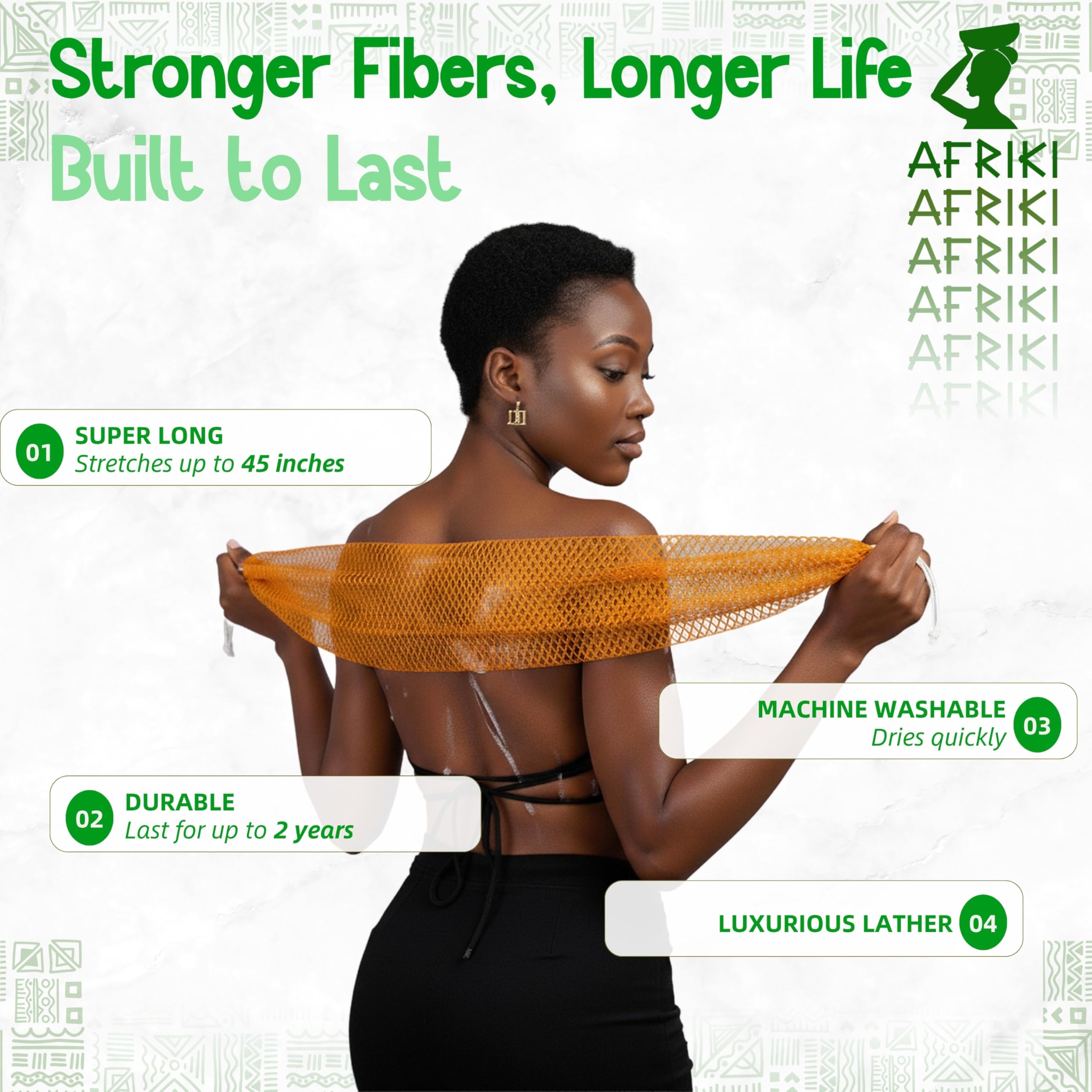 Éponge AFRIKI durable – lavable en machine et longue durée.